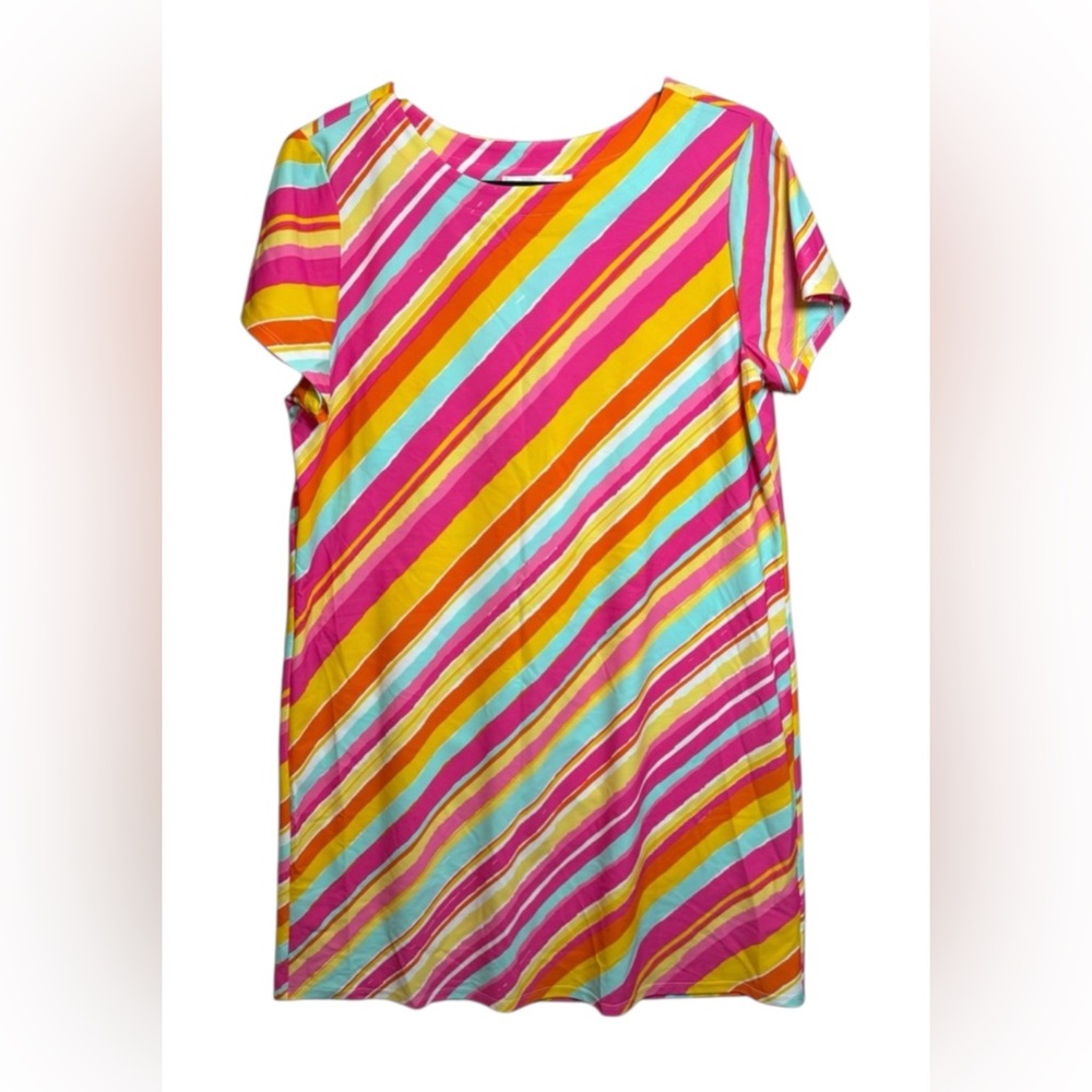 Jude Connally Striped Shift Dress, Size L, Made in‎ USA